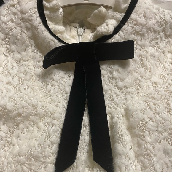 TARTINE ET CHOCOLAT WHITE CREAM LACE DRESS WITH BLACK RIBBON DETAIL - Picture 6 of 6